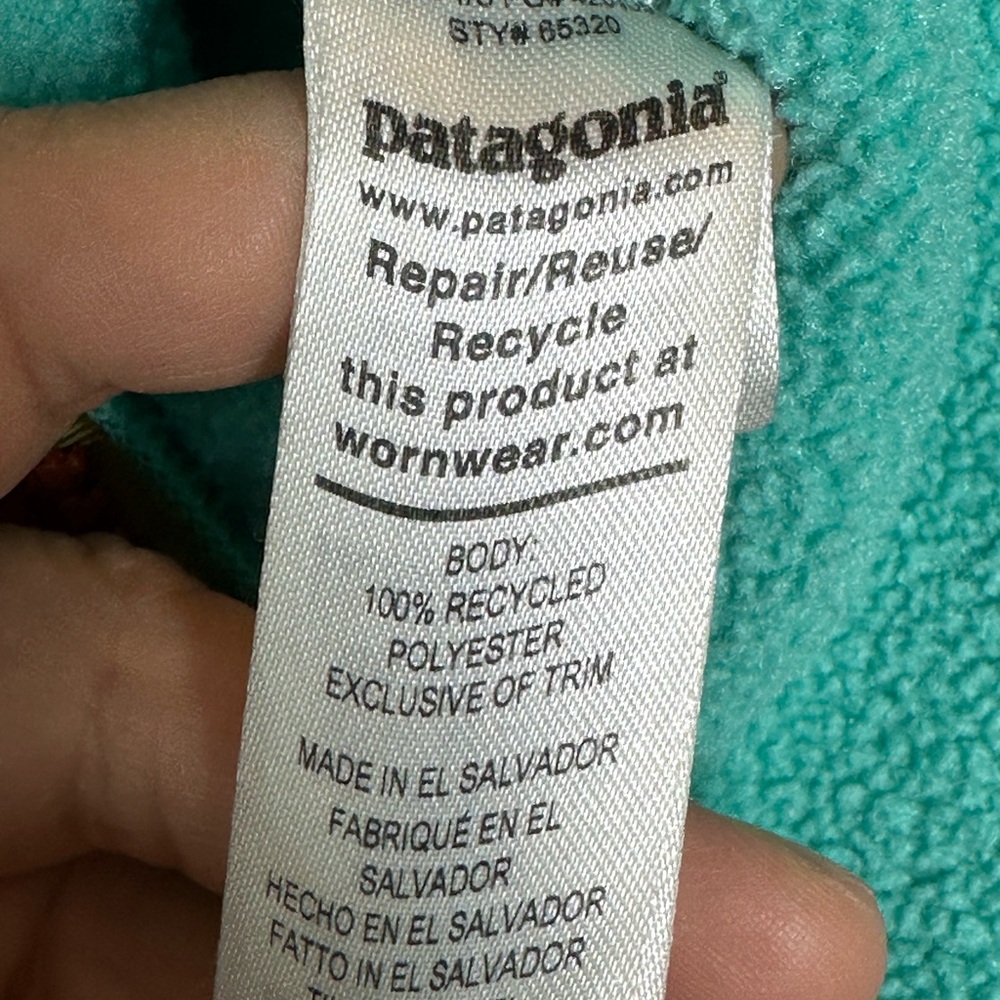Patagonia Youth Synchilla Fleece Teal Full Zip Unisex Jacket, Size Large -12 - Picture 5 of 8